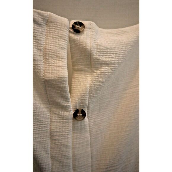 Hurley HC0084 Women Sz L Cream Solid Button Front Tiered Midi Cover Up Dress - Picture 3 of 9